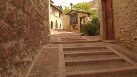 Point of view walking in the alleys center, Assisi Stock Footage 82112734