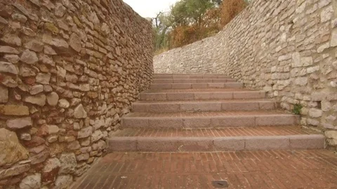 Point of view walking in the alleys center, Assisi Stock Footage 82113237