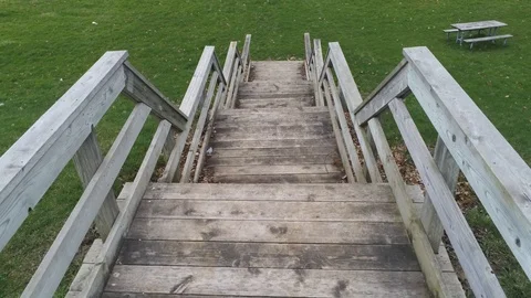 Point Of View Walking Down Park Steps Stock Footage 106830503
