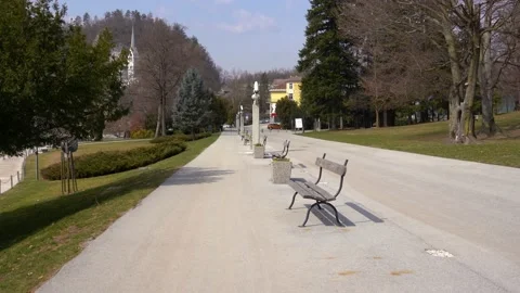 Point of view walking on empty street in Bled, Slovenia Stock Footage 181145251