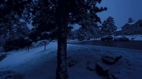 POINT OF VIEW - walking into the STANLEY HOTEL with SNOW Video stock 44521238