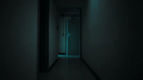 Point of view walking through a dark mysterious hallway Stock Footage 335492113