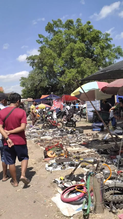 The Point of View is Walking Through The Legen Jatinom Flea Market Stock Footage 315559781