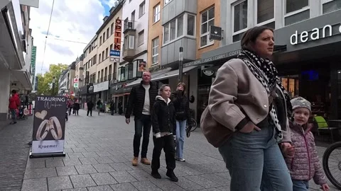 Point of view walking through pedestrian shopping street in Koblenz, Germany Stock Footage 320539682