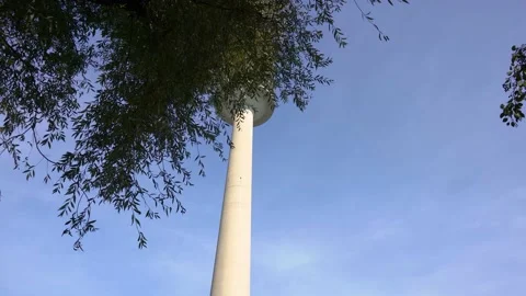 Point of view walking under green trees in Olympic Park (Olympiapark), Bavaria Stock Footage 170895777