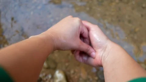 Point of view woman's hands cleaning Stock Footage 262962703