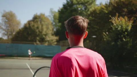Point of View Young Athlete Competing in Tennis Vidéo 317959112