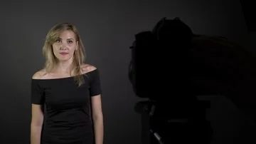 Point of view of young female shooting for her new video blog episode while b Stock Footage 86137909
