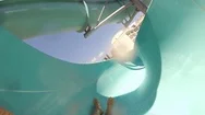 Point Of View Of Young Man Sliding Down At Water Slide In Aquapark On A Stock Footage