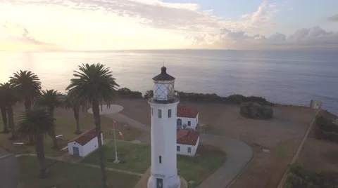 Point Vincente Lighthouse at sunrise Stock Footage 58580750