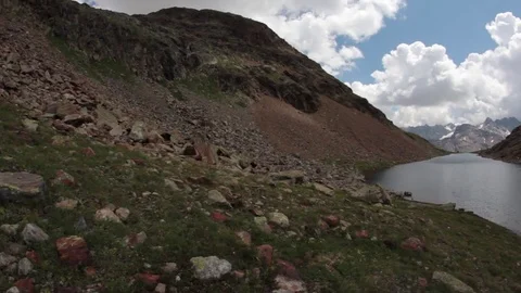 Point of water at the top of a mountain Stock Footage 79754532