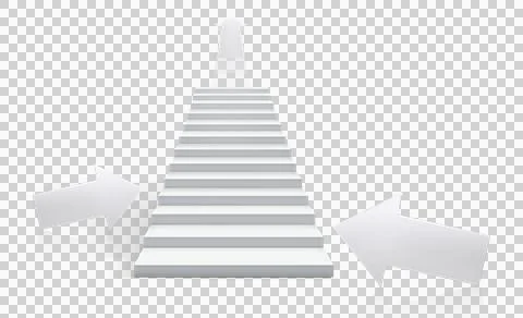 Point white arrow. vision concept. Successful on staircase. transparent bac.. Stockillustratie