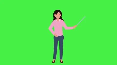 Point At White Board with stick Right Green Screen Stock Footage 231499175
