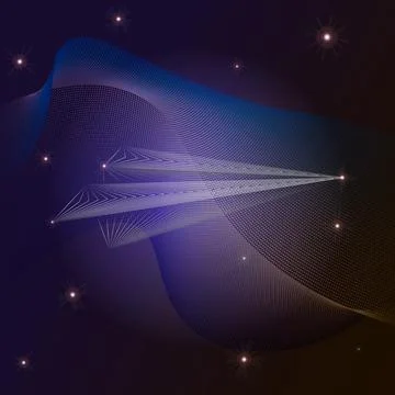 Point X-ray effect. Vector origami paper plane frompoint. Stock Illustration