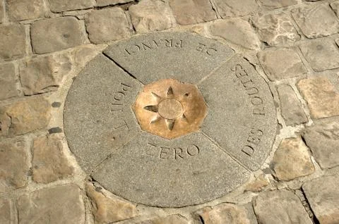 Point Zero Des Routes de France Marker Foto stock