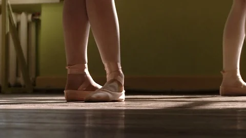Pointe ballerinas dancing in the hall Stock Footage 81239419