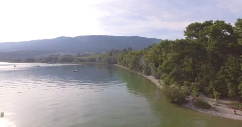 Pointe Du Grain drone approach Stock Footage 67233473