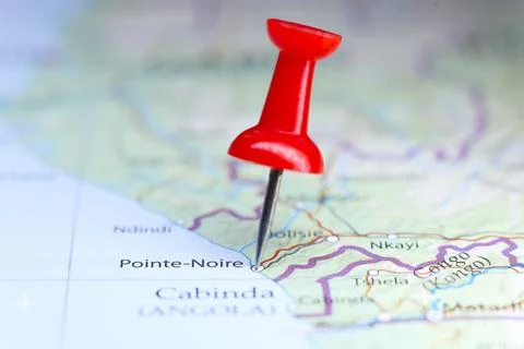Pointe Noire, Congo pin on map Stock Photos