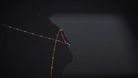 Pointe noire to luanda container trade route map seamless loop Stock Footage 345945094