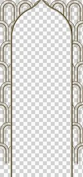 Pointed arch frame is being shown in flat design with repeating motifs and Stock Illustration