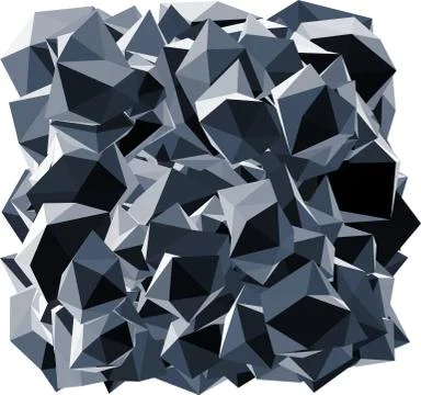 Pointed black crystal abstract shape on white Stock Illustration