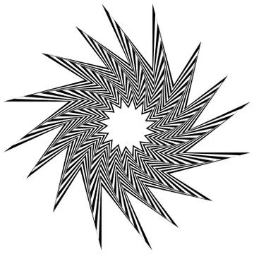 Pointed, edgy shape rotating inwards. Illustrazione stock