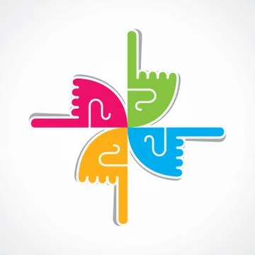 Pointed finger in all four direction symbol Stock Illustration