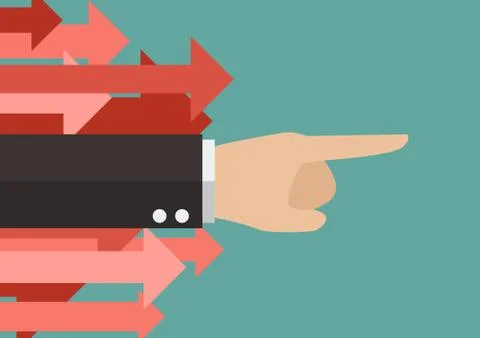 Pointed the finger with group of arrows in the same direction Stock Illustration