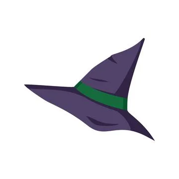 Pointed purple hat with green ribbon. Illustrazione stock