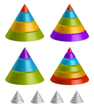 Pointed triangular shapes. Pyramid, triangle charts. 库存插图