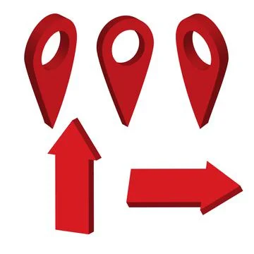 Pointer 3d pin. Map point symbols vector set. Stock Illustration