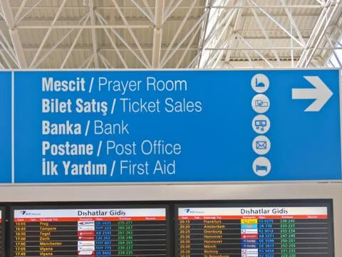 Pointer airport in Turkey Stock Photos