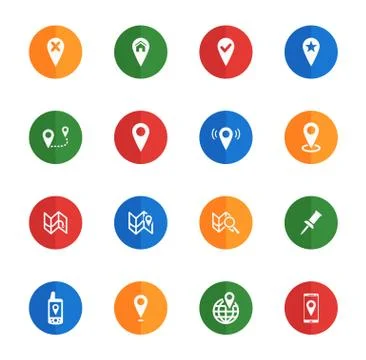 Pointer and maps icons set Stock Illustration