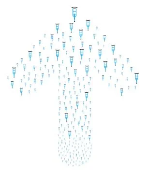 Up Pointer Arrow Figure with Crutch Illustrazione stock