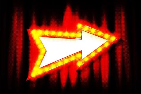 The pointer is an arrow with retro-style light bulbs. 스톡 일러스트