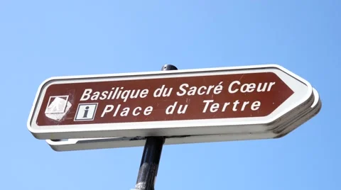 Pointer arrow to Sacre Coeur on Montmartre Paris Stock Footage 49829702