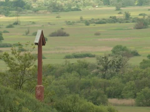 Pointer, arrow at the top of the hill. Stock Photos
