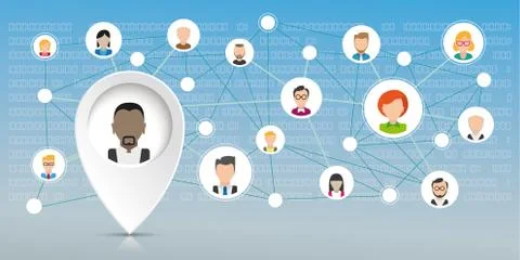 Pointer Black Man Social Network Data Stock Illustration