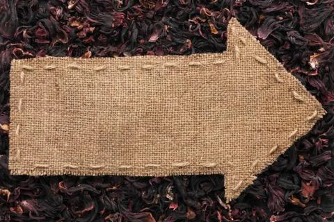 Pointer of  burlap lies on  hibiscus Stock Photos