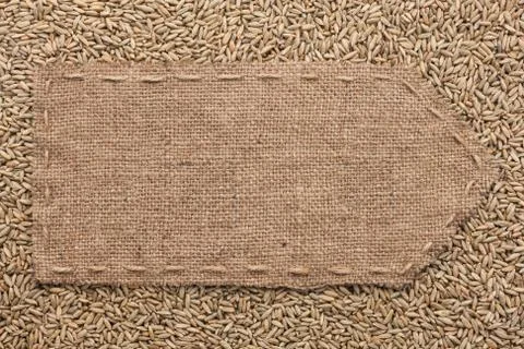 Pointer of burlap lying on a rye background Stock Photos