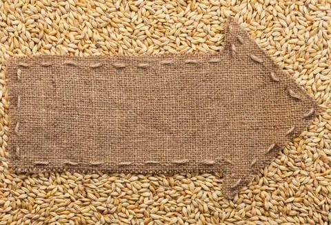 Pointer of burlap with place for your text, lying on a barley Stock Photos