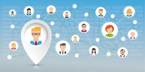 Pointer Businessman Social Network Data Stock Illustration