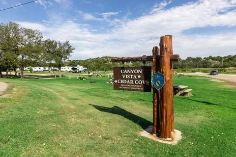 Pointer to Canyon Vista and Cedar Cove in Roman Nose State Park. Stock Photos