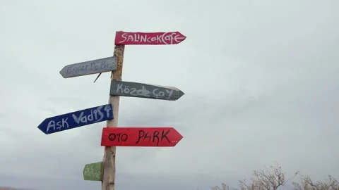 Pointer in Cappadocia. Road poiner. Stock Footage 131421744