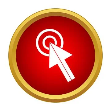 Pointer clicking red target with golden ring 스톡 일러스트