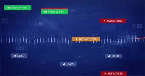 Pointer clicking subscribe button causing red waveform oscillating and popups Stock Footage 312483240