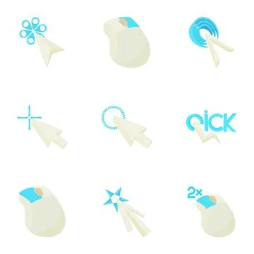Pointer of computer icons set, cartoon style Stock Illustration