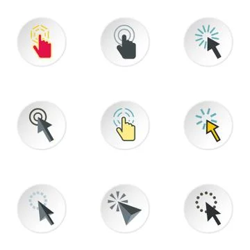 Pointer of computer icons set, flat style 스톡 일러스트