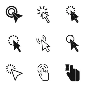 Pointer of computer icons set, simple style Stock Illustration
