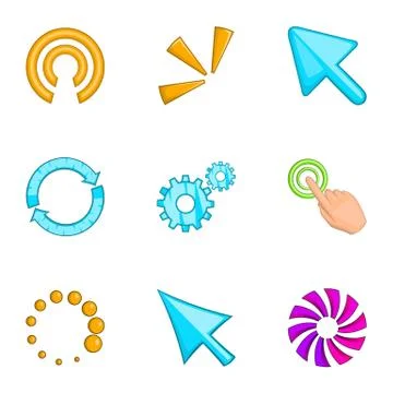 Pointer computer mouse icons set, cartoon style Stock Illustration